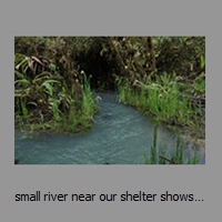 small river near our shelter shows undrinkable water